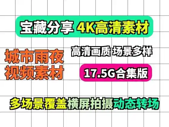17.5G城市雨夜夜景走拍横版短视频素材
